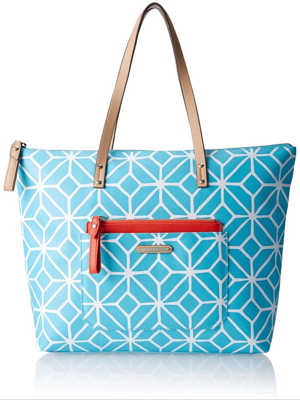 Trina Turk Large Scuba Geometric Trellis Poolside Shopper Tote Shoulder Bag